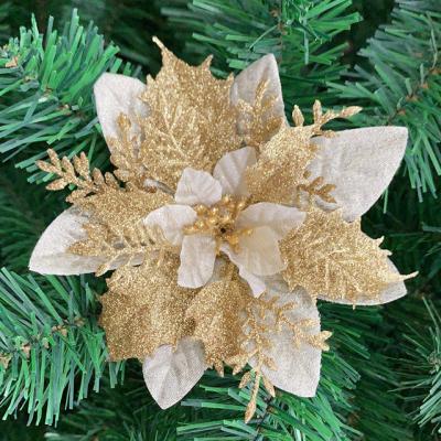 China New Style Best Selling Christmas Convieniently Flower Gold Artificial Flowers Wedding Decoration for sale