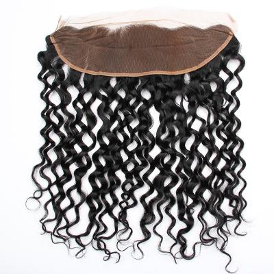 China Waterwave Fuxin 4*4 5*5 13*4 13*6 Hd Natural Transparent Lace Closure 100% Swiss Water Wave Virgin Hair Lace Headbands for sale