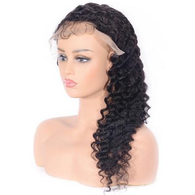 China Hd Deepwave Fuxin 130% 150% Virgin Human Hair Deep Wave 180% Brazilian Silky Straight Women Full Lace Wigs Lace Front Wigs For Black Hair 13*6 for sale