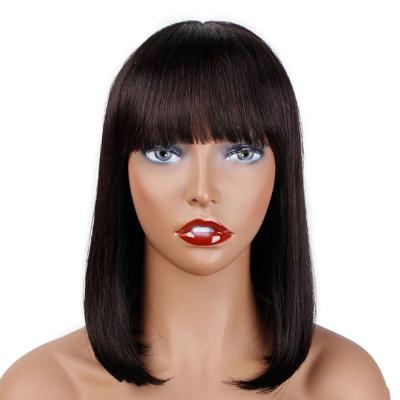 China Transparent Lace Bob Wigs With Frontal Bangs 13x4 Lace Bob Wigs For Black Women Full Wave 100% Natural Brazilian Silky Straight Hair Short for sale