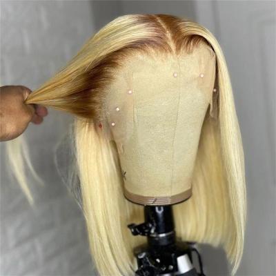 China 1B/613 Human Hair 8-14 Inch Raw Indian Lace Blonde Silky Straight Glueless Bob Short Full Lace Wig Hd Ombre Wave Hair Front Lace Front Wig for sale