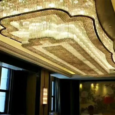 China Modern Customized lamps gold large stainless steel glass chandelier lamp led pendant lamp for hote for sale