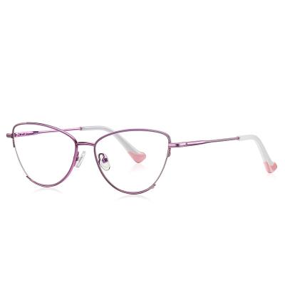 China Cat Eye Blue Light Blocking Computer Optical Frame 2022 Anti Metal Half Frame Blue Light Glasses Newstyle Fashionable Eye Frames for sale