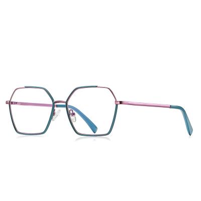 China Blue Light Blocking Glasses Frame Optical Frame 2022 Double Candy Color Metal Polygon Eye Frame Square Custom Oversized Wholesale Fashionable Glass for sale