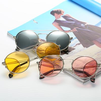 China High Quality 2022 New Style Round Women Punk Sunglasses Brand Designer Unique Metal Frame Four Glass Men Windproof Sun UV400 Glasses for sale