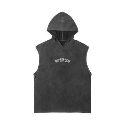 China Bodybuilding Hoodies Men Sleeveless Gym Workout Anti-pilling Muscle T-shirts Hooded Tank Tops for sale