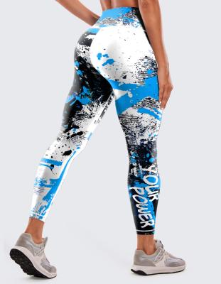 China Breathable Colorful Graffiti High Waist Butt Lifting Yoga Leggings, High StretchRuning Fitness Workout Tight Pants, Women's Activewear for sale