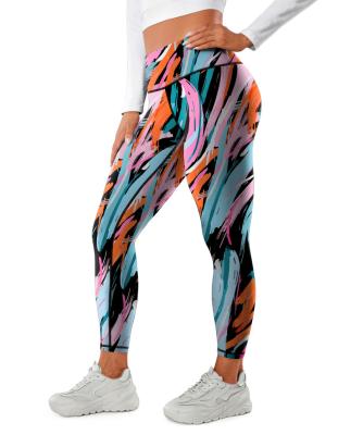 China Breathable Colorful graffiti full body printed leggings, high-waisted stretch hip lift belly control fashion exercise women's leggings for sale