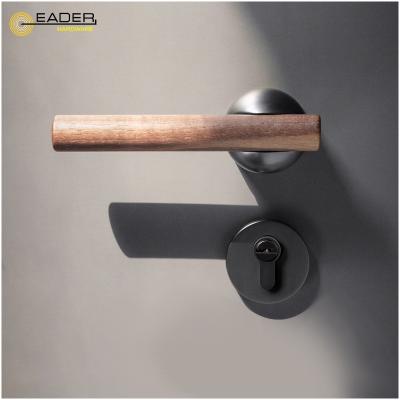 China Modern Simple EADER Lock Door Lock Silent Walnut Interior Magnetic Door Handle Lock For Hotel Apartment for sale