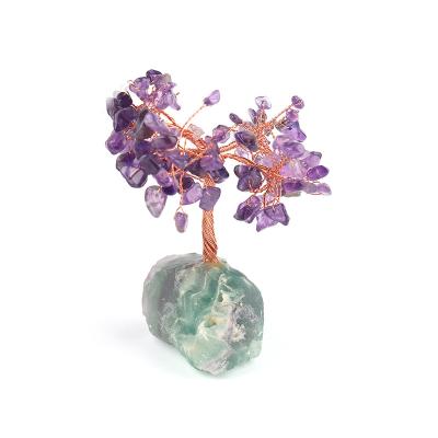 China Natural Olivine Powder China Amethyst Fluorite Crystal White Gravel Wishing Tree Ornaments for sale