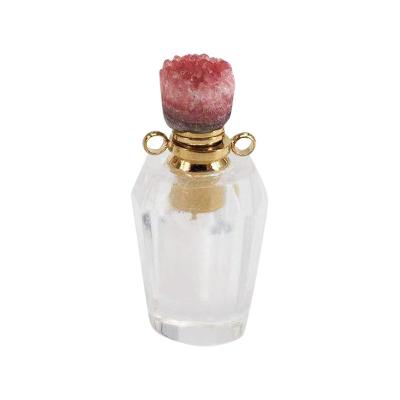 China China Green Powder Crystal Amethyst Jade Perfume Bottle Refined Oil Bottle Pendant Accessories for sale