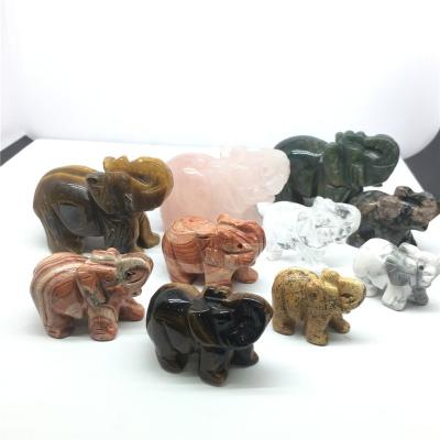 China China Natural Rock Stone Elephants Rose Quartz Crystal Carving Animal Skulls Healing Gift for sale