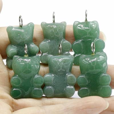 China Wholesale China crystal carved bear pendant in natural green jade stone for sale for sale