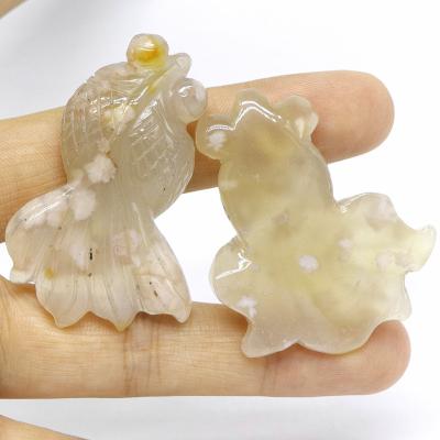 China China crystal carved goldfish wholesale natural cherry blossom agate stone for sale for sale