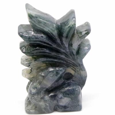 China China wholesale crystal carved nine-tailed fox in aquatic agate stone for sale for sale