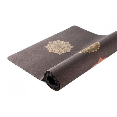 China Digital Printing Seven Chakras Exercise Mat Eco-Friend Natural Rubber Cork Durable Tropical Black Yoga Mat for sale