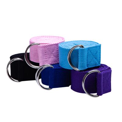 China Durable Comfortable Sports Stretch Strap Belts Adjustable Leg Fitness Training Yoga Strap 100% Polyester Cotton for sale