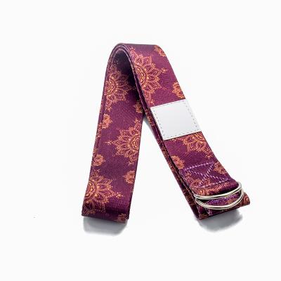 China Custom Design Color Logo Pilates Balance Trainer Belt Printed Natural Logo Stretch Yoga Strap for sale