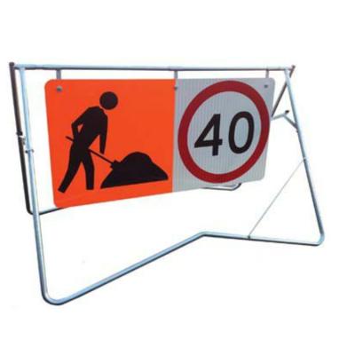 China Aluminum Galvanized Road Race Ahead Construction Notice Traffic Safety Sign Steel Frame for sale