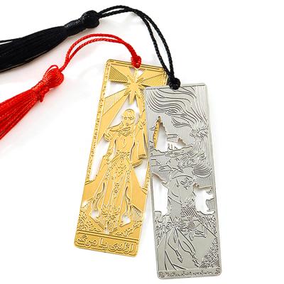 China Custom Engraved Europe Logo Gold Plated Metal Etching Brass Bookmark For Book for sale