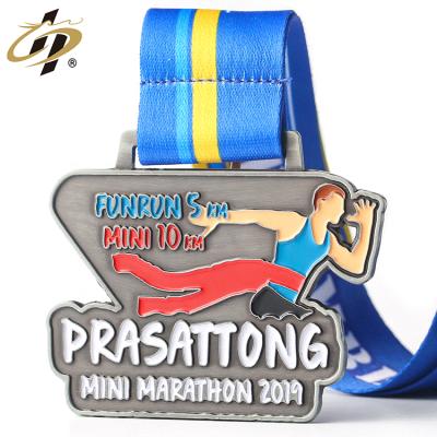 China Thailand China Factory Customize Zinc Alloy Soft Enamel Logo Metal Running Marathon Medal With Ribbon for sale