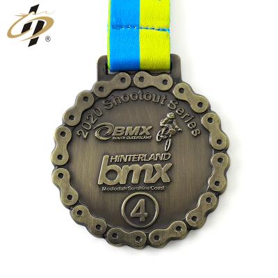 China Custom Shaped Europe Metal Engraved 3d Design Cycling Medal With Lanyard for sale