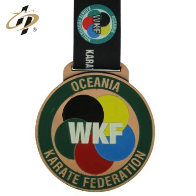 China Europe China Supply Customize Enamel WKF Metal Karate Medals With Lanyard for sale