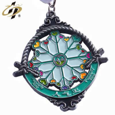 China New Design Europe Custom Flower Soft Enamel High Quality Award Medal With Ribbon for sale