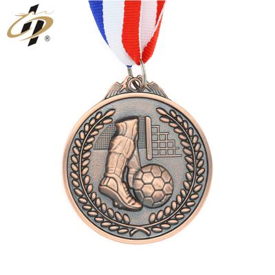 China High Quality Europe Custom Design Zinc Alloy 3d Metal Soccer Sports Medal With Ribbon for sale