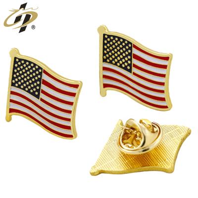 China USA Wholesale Cheap Gold Plated Custom Soft Metal Enamel USA Flag Brooch Pins For Gift for sale