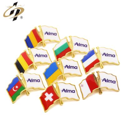 China Cheap Custom Europe Metal Gold Plated Epoxy Enamel Country National Flag Lapel Pin for sale