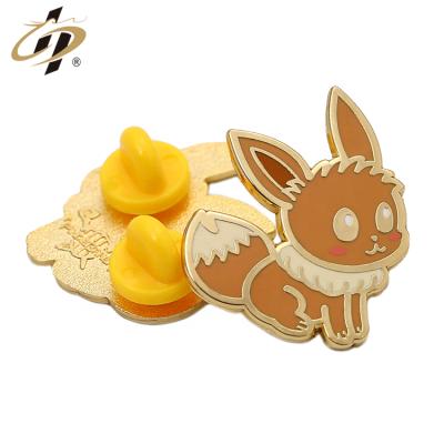 China Ingenious Novelty Product From Europe High Quality Customize Gold Hard Enamel Little Fox Cartoon Lapel Animal Pin for sale