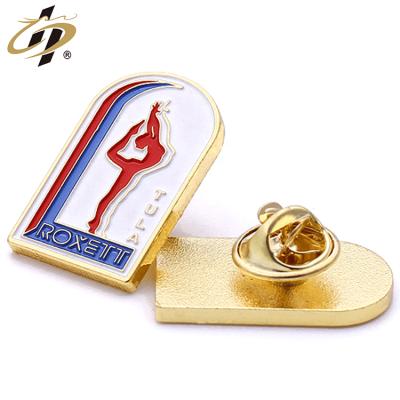 China Europe Factory Cheap Gold Plated Soft Metal Enamel Dance Sport Award Brooch Pins Custom for sale