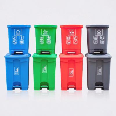 China Color Sustainable Waste Recycle Lid Leak Proof Plastic Waste Bin With Foot Pedal for sale