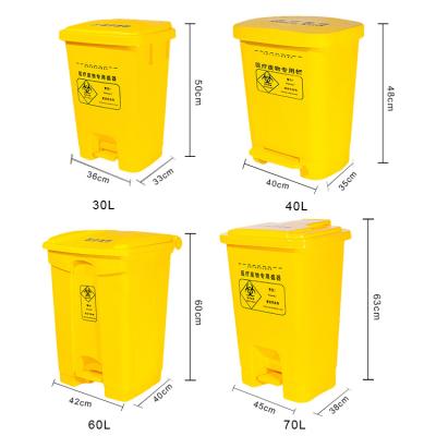 China Multi Size Sustainable Yellow Outdoor Hospital Medical Waste Bin With Lid And Handle for sale