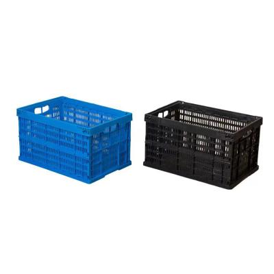 China Folding Stackable Vented Folding Plastic Wall Basket Fruit Vegetable Storage Transport Crate for sale