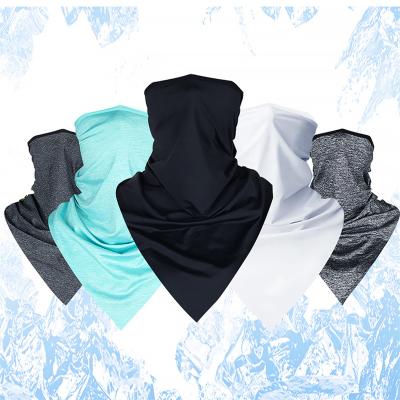 China 2022 Breathable Bandana Face Mask Ice Tube Scarf Silk Triangle Neck Cuff Cover With Ear Loops Headband Anti-UV Breathable Men Women for sale