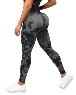 China Seamless Dye Tie Dye Yoga Pants Breathable Sports Leggings Women High Waist Push Up Tights Fitness Workout Gaiters Gym Clothing for sale