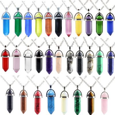 China FASHIONABLE Natural Hexagonal Prism Quartz Stone Necklace Stone Pendant Ball Crystal Necklaces For Women for sale