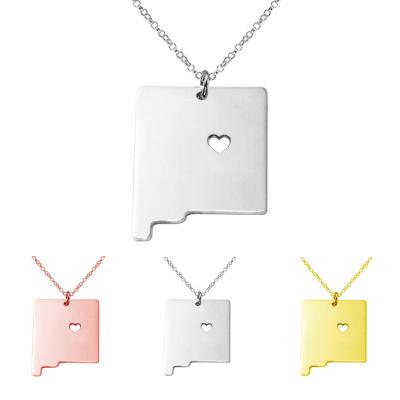 China TRENDY Map Necklace New Mexico Map Necklace Stainless Steel Pendant Necklace for sale