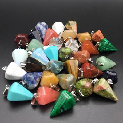 China CLASSIC Natural Crystal Semi Precious Stones Pendant For Necklace Hexagon Charm Clavicle Necklace Bullet Pendant For Jewelry Making for sale