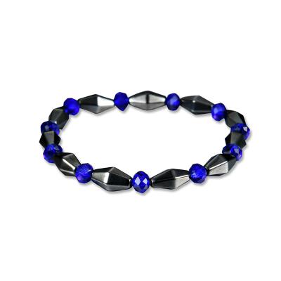 China FASHIONABLE Blue Bead Bangle Gemstone Hematite Ethnic Style Bracelet For Women Men Statement Maxi for sale