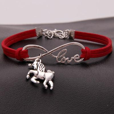 China FASHIONABLE Handmade Woven Rope Bracelets Horse Charm Bracelets Infinity Letter Bracelets Bangle for sale