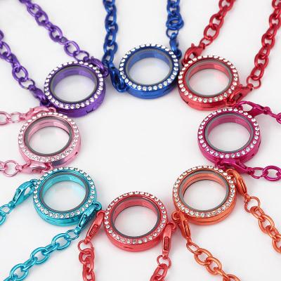 China CLASSIC 25MM Crystal Pendant Bracelet Glass Phase Locking Box Bangle Pendant Floating Bracelets For Women for sale