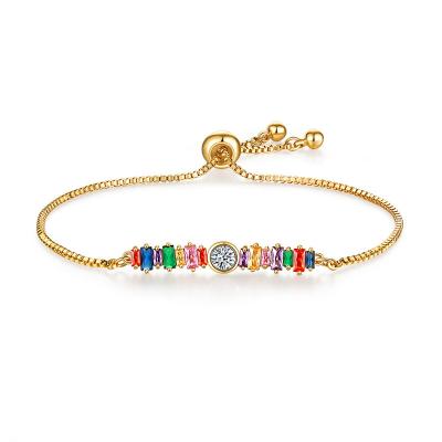 China Punk Colorful Crystal Adjustable Gold Ladies Bracelet Zircon Diamond Chain Bracelet for sale