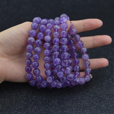 China Trendy Wholesale Natural Stone Amethyst Round Bead High Quality Bracelet For Men And Women Gemstone Bracelets 4mm 6mm 8mm 10mm 12mm for sale