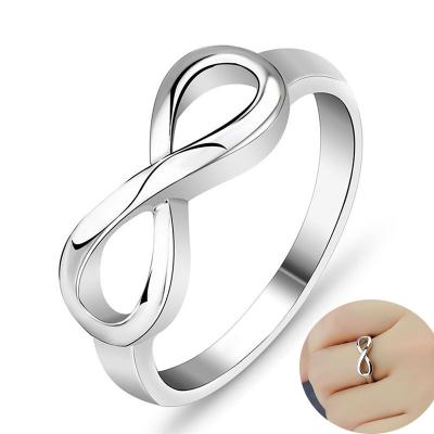 China Romantic Infinity Rings New Women's Love Rings Silver Infinity Ring Wedding Bands for sale