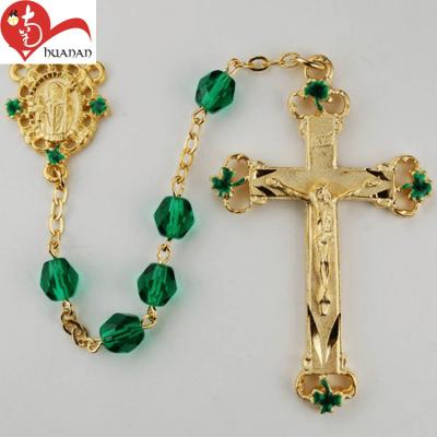 China Various Types New Metal Cross Pendant Glass Beads Handmade Base Jewelry Religious Huanan Design for sale