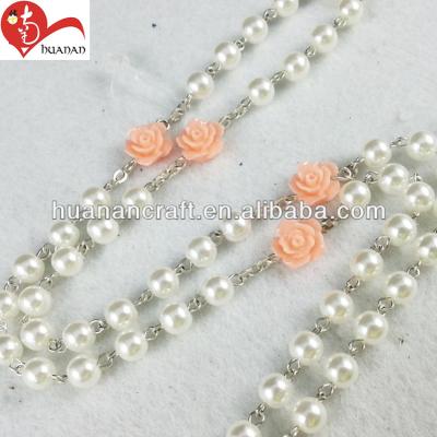 China European Europe Style Pearl Rosary Beads Religious Necklace for sale