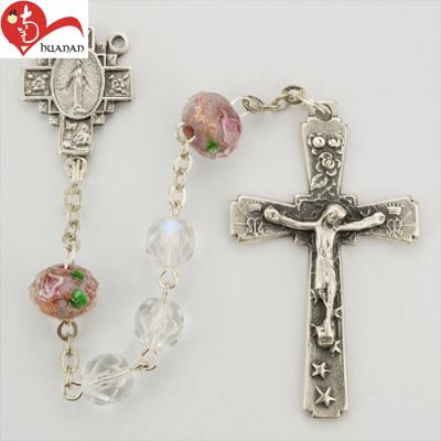 China Lampwork Factory Price Custom Jesus Rosary Glass Beads Chain Necklace for sale